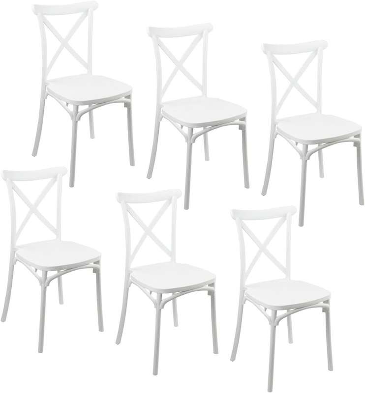 Classic Cross Back Dining Chair- 6 Pack - White