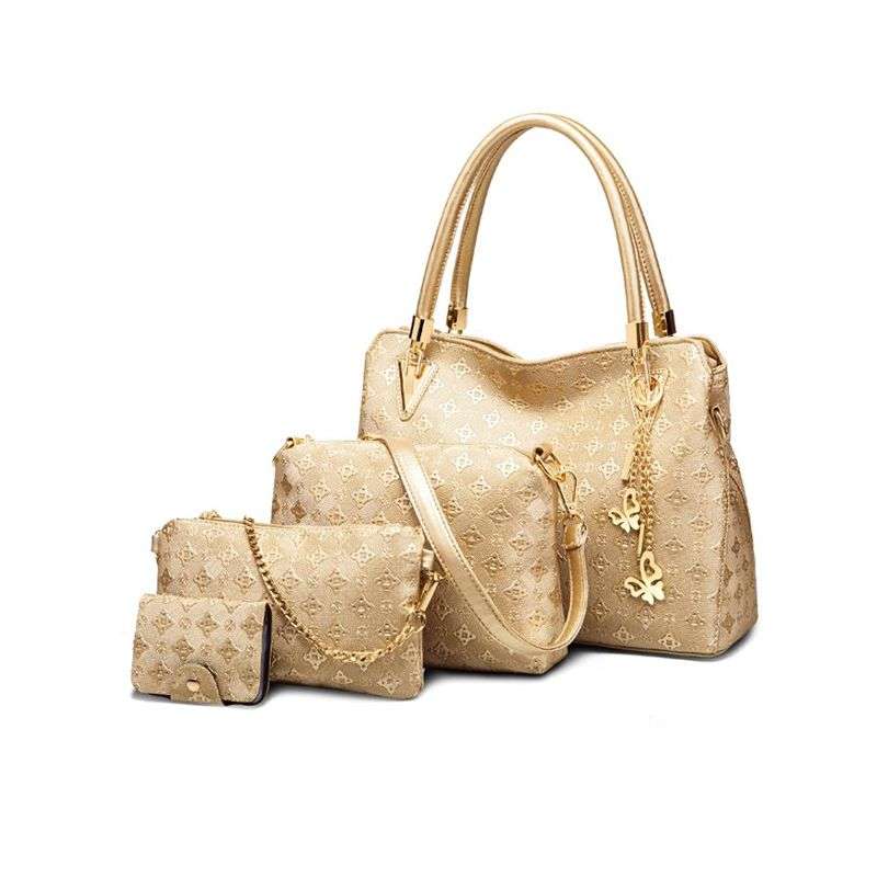 4 Pieces Purses And Handbags For Women Shoulder Tote Bag Set - White