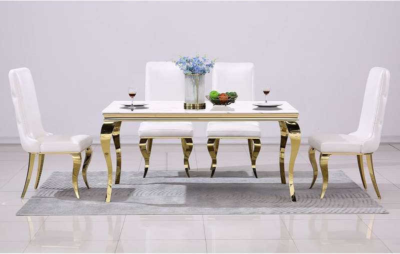 Marble Dining Table - Gold