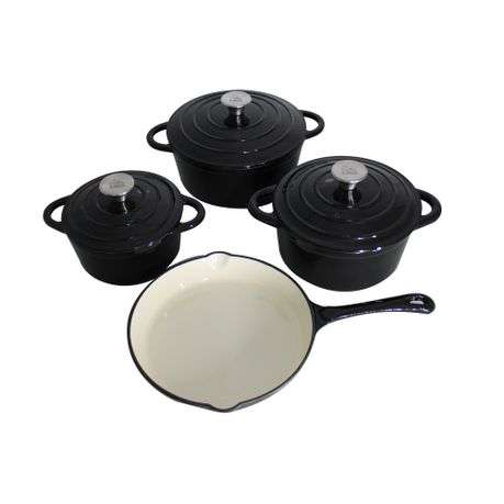 LMA Authentic 7 Piece Cast Iron Dutch Oven Cookware Set - Black (PLEASE READ DESCRIPTION CAREFULLY)