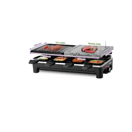 Non-Stick Raclette Grill 8 Person Indoor Grill Machine 8 Mini Grill Pan