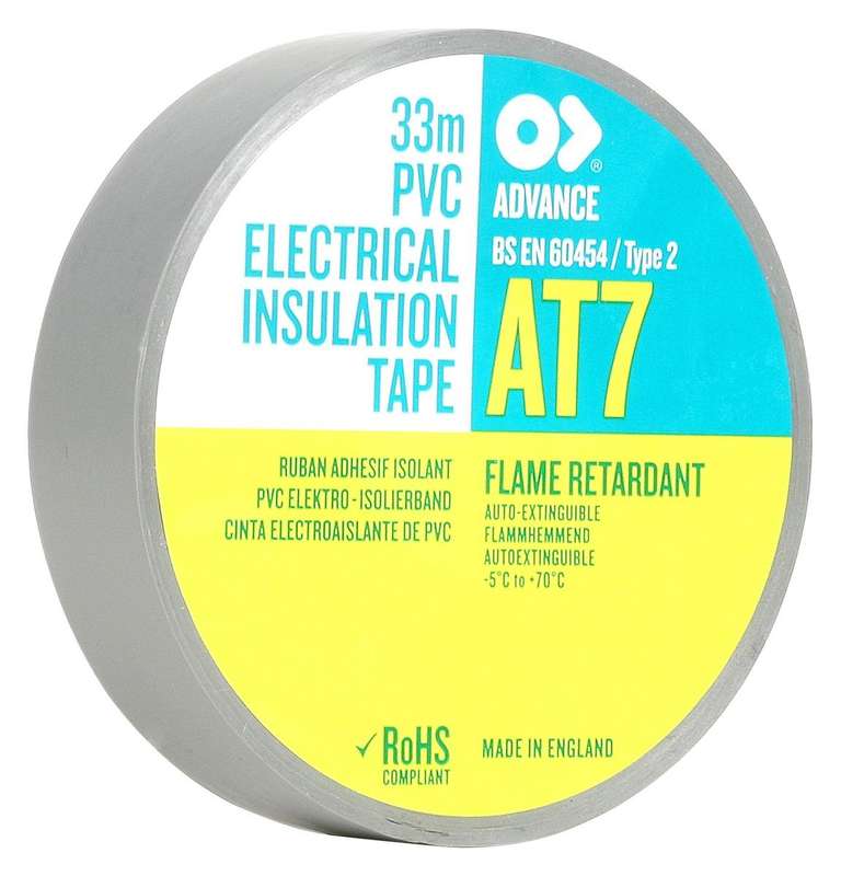 Advanced Tapes (AT7 GREY 33M X 19MM) Insulation Tape, 19 mm x 33 m