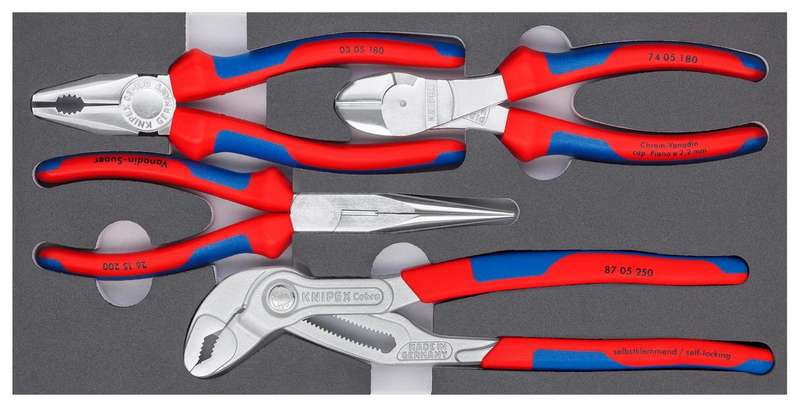 Knipex (00 20 01 V17) Plier Set, Chrome, 4 Piece