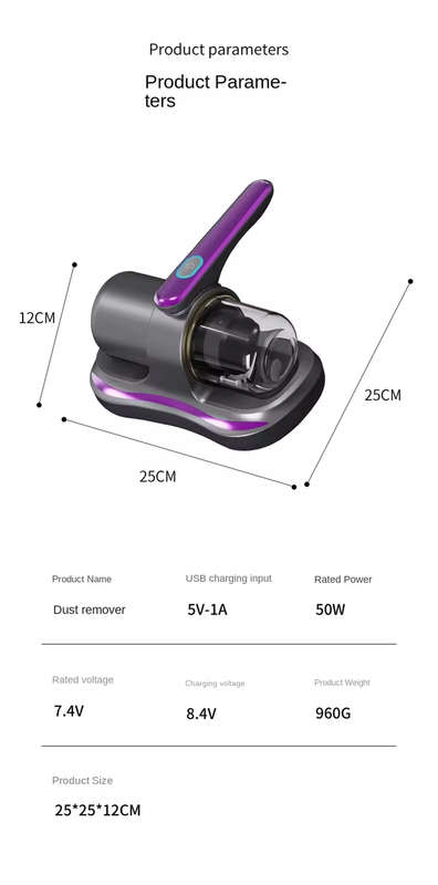 Rechargeable Handheld Household Portable Dust Mite Vacuum Cleaner