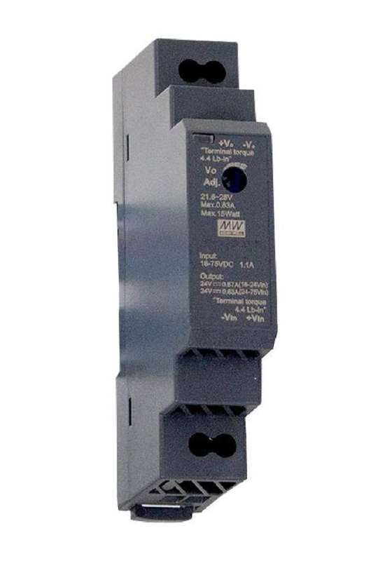 Mean Well (DDR-15G-5) Isolated DIN Rail Mount DC/DC Converter, 5 V, 3 A