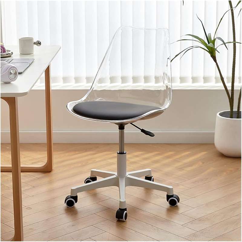 Transparent Office Chair with Colored Seat Pad  - Transparent, Black