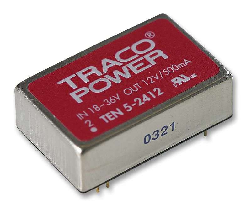 Traco Power (TEN 5-2412) Isolated Through Hole DC/DC Converter, 12V, 500mA