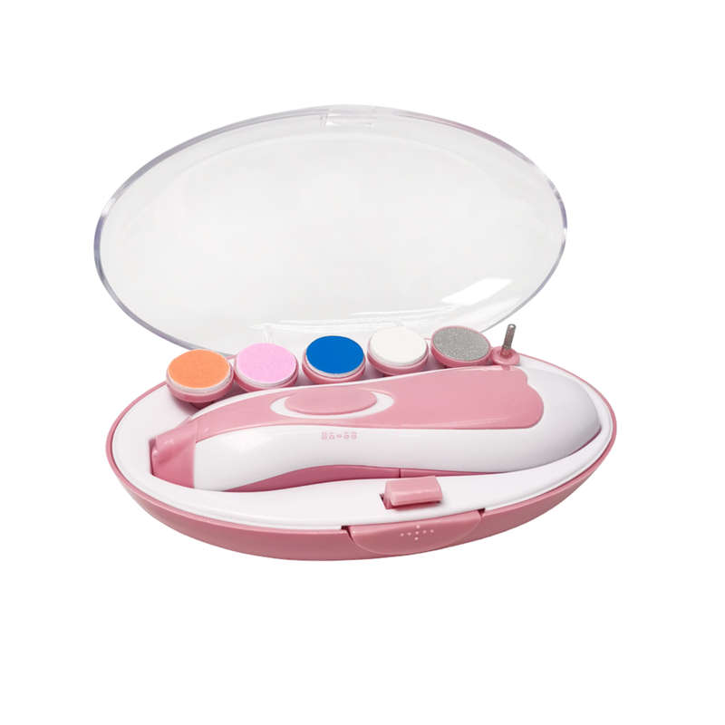 Baby Nail Trimmer Electric File Set with Light Replacement Heads - Pink