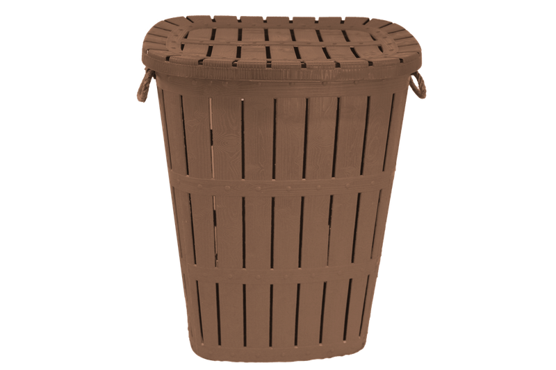 62L Brown Laundry Basket with Rope Handles and Hinged Lid (PLEASE READ DESCRIPTION)
