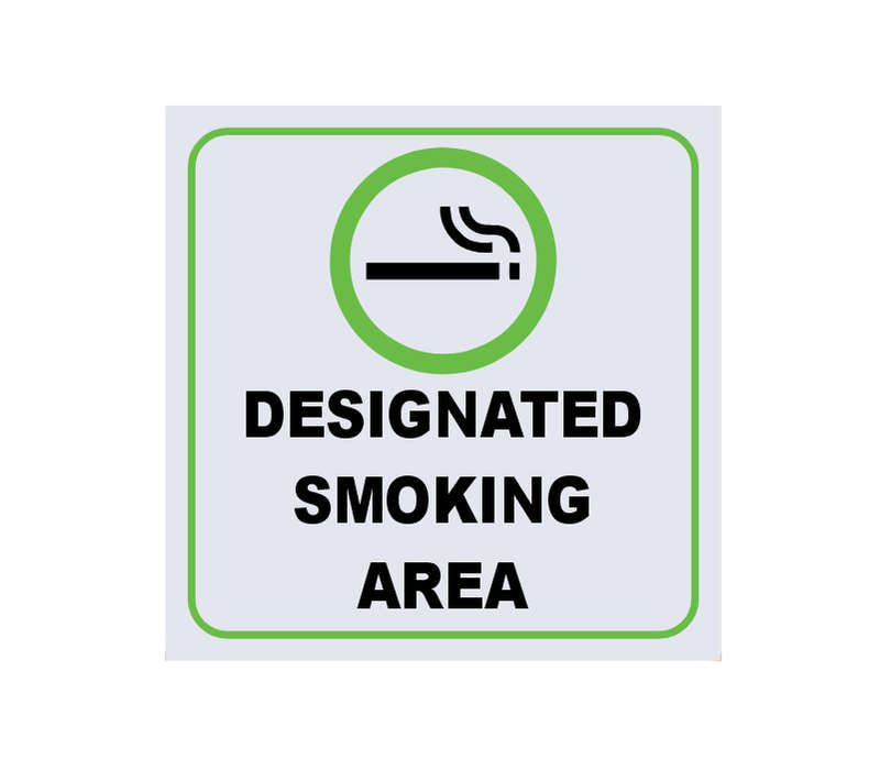 Designated Smoking Area Safety Sign - 29CM