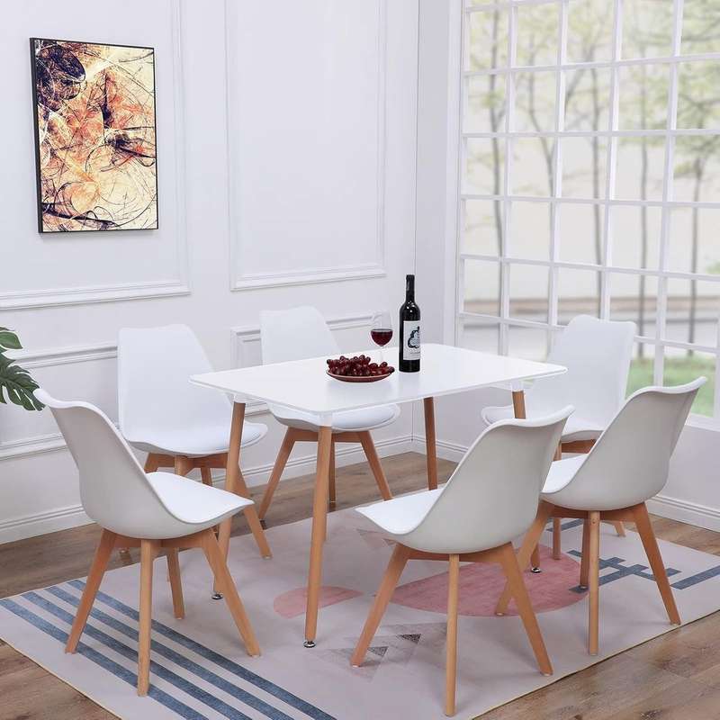 Dining Suites / Sets -Table (1.5 M) with 6 Padded Chairs -White Colour