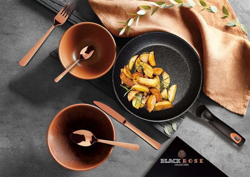 Berlinger Haus - 28 cm Rose Gold Metallic  Line Fry Pan - Black Rose(SLIGHTLY DEFORMED)