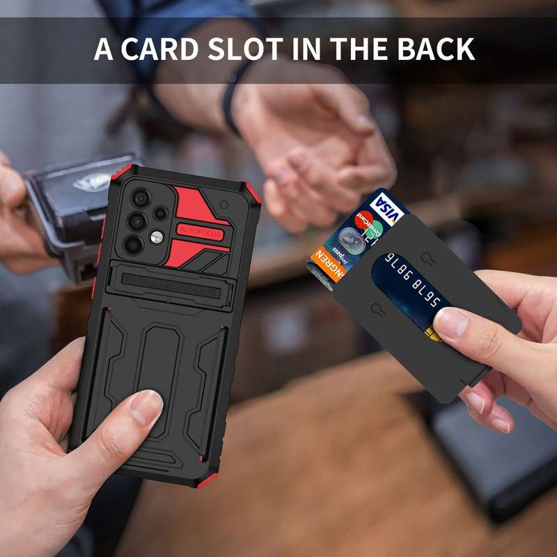 Sliding Hidden Wallet Kickstand Shockproof Heavy Duty Protective Case For Samsung A52