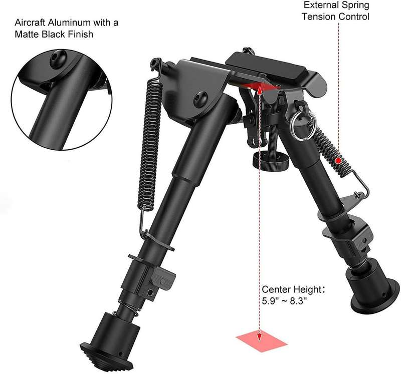 Rifle Bipod Butterfly Rifle Stand Adjustable Leg Length 6-9`