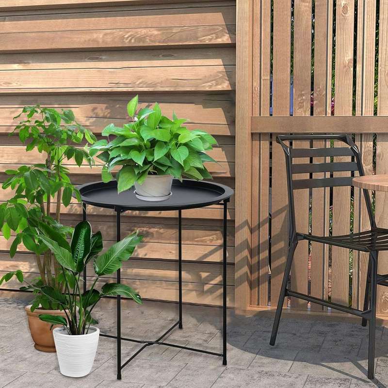 Metal Side Table Round Coffee Table Folding End Table Sofa Table