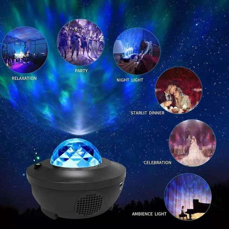 Music galaxy projector light with bluetooth speaker