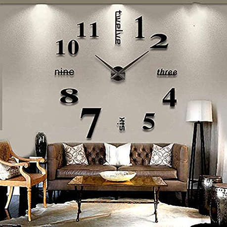 Analogue Wall Clock DIY Modern Large 3D Framless Stickers