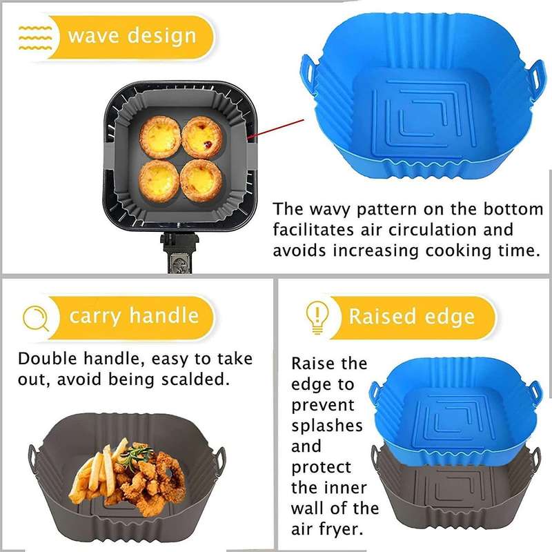20cm Square Silicone Air Fryer Liner - Set of 2