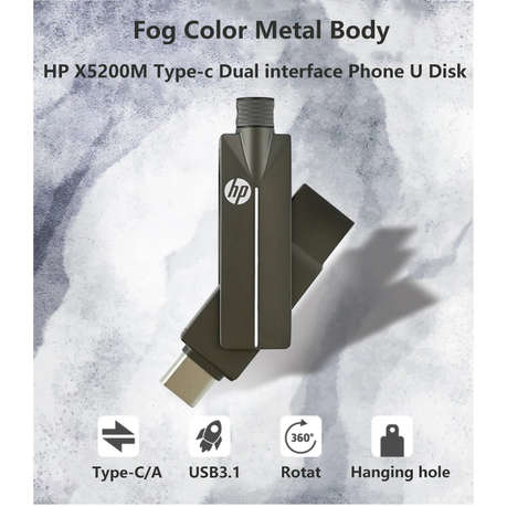 HP - Metal USB & Type C Flash Drive With 32BG Storage Capacity - Black