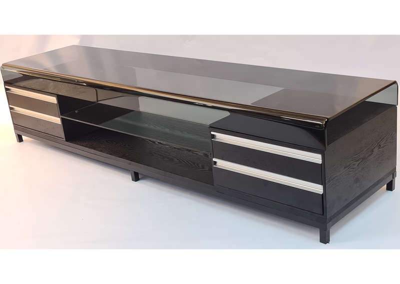 Smart TV Stands -Tempered Glass Top -Wooden Base - Black Colour