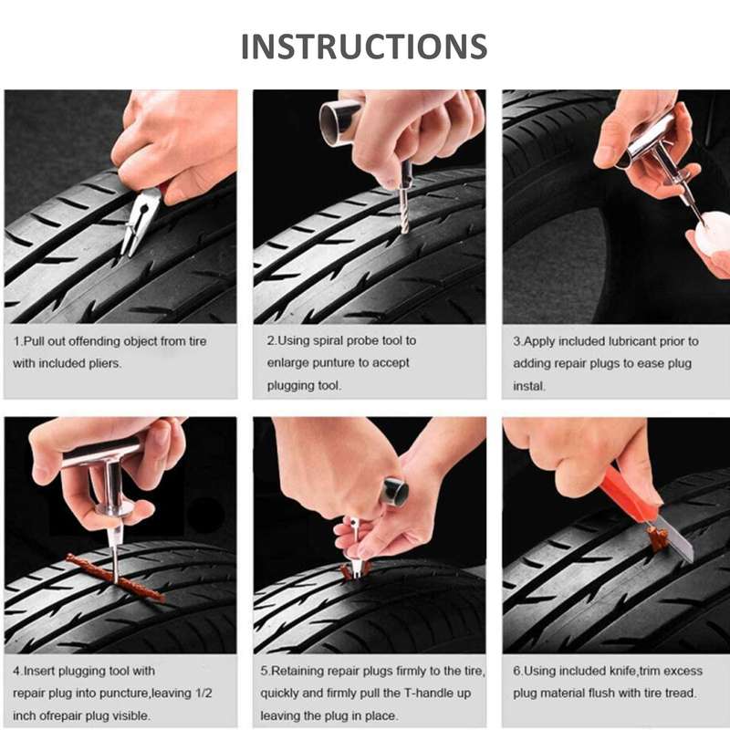 100 Pieces Tyre Repair Puncture Fix Kit