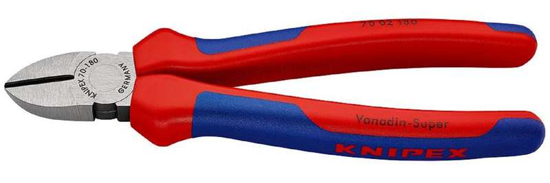 Knipex (7002180) Cutter, Nipper, Side, 180 mm, Diagonal, 3 mm, 62 °