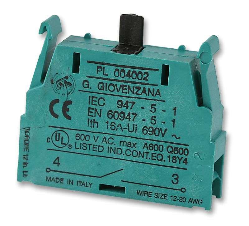 Bernstein (PL004002) Contact Block, 1NO, 1 Pole, Screw