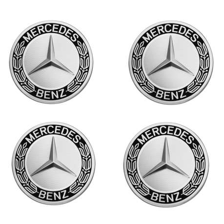 Mercedes Benz Wheel Caps - Set of 4 Black and Silver