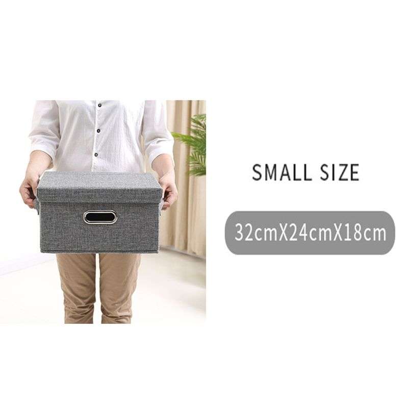 DHAO-Foldable Linen Fabric Clothing Storage Box Collapsible Organizer Grey - Grey XL