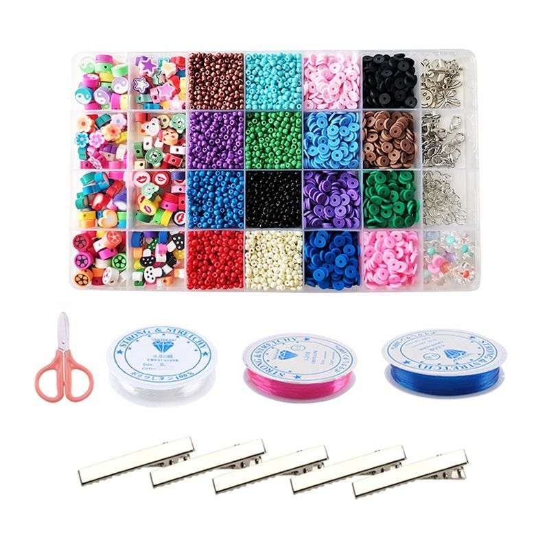 Jacaranda 28 Grids Clay Beads for Bracelet Making 25 Styles Charms No.1 - Blue