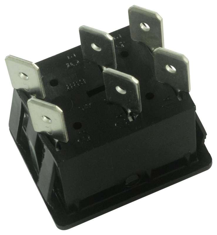 Arcoelectric (C1572ATAAA) Rocker Switch, (On)-Off-(On), DPDT, Black, 1550