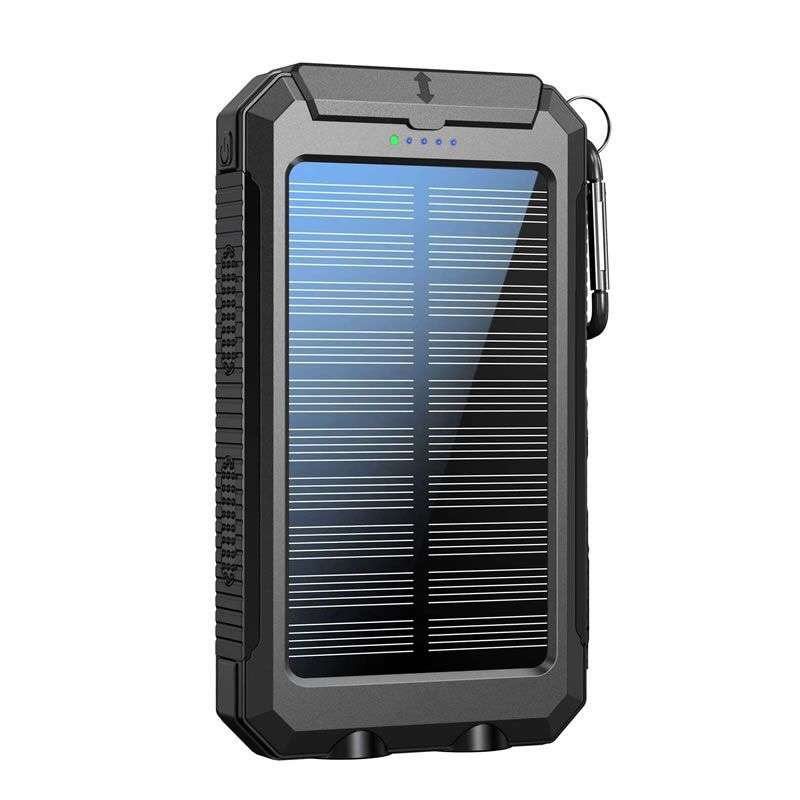 13000mAh Black Portable Outdoor Solar Power Bank with Flashlight XY-21