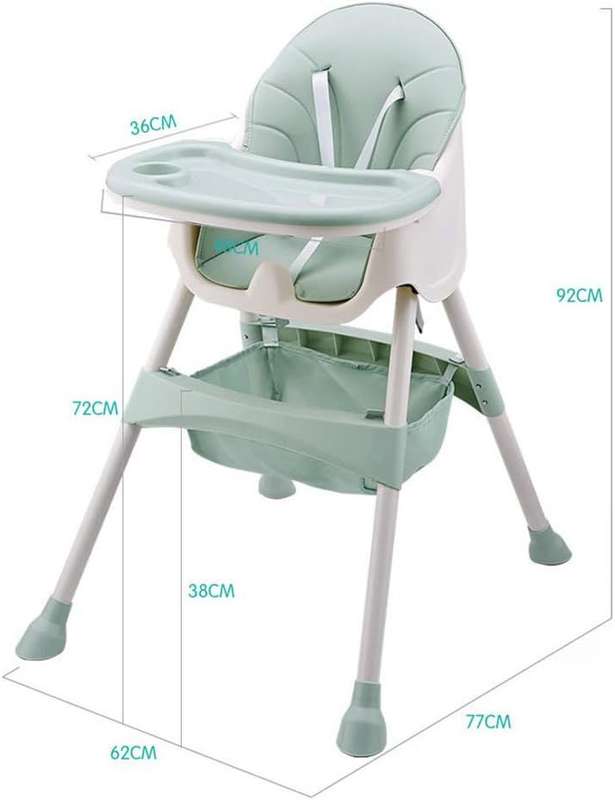 Baby Dining Chair Children Multifunctional Foldable High Chair-Green
