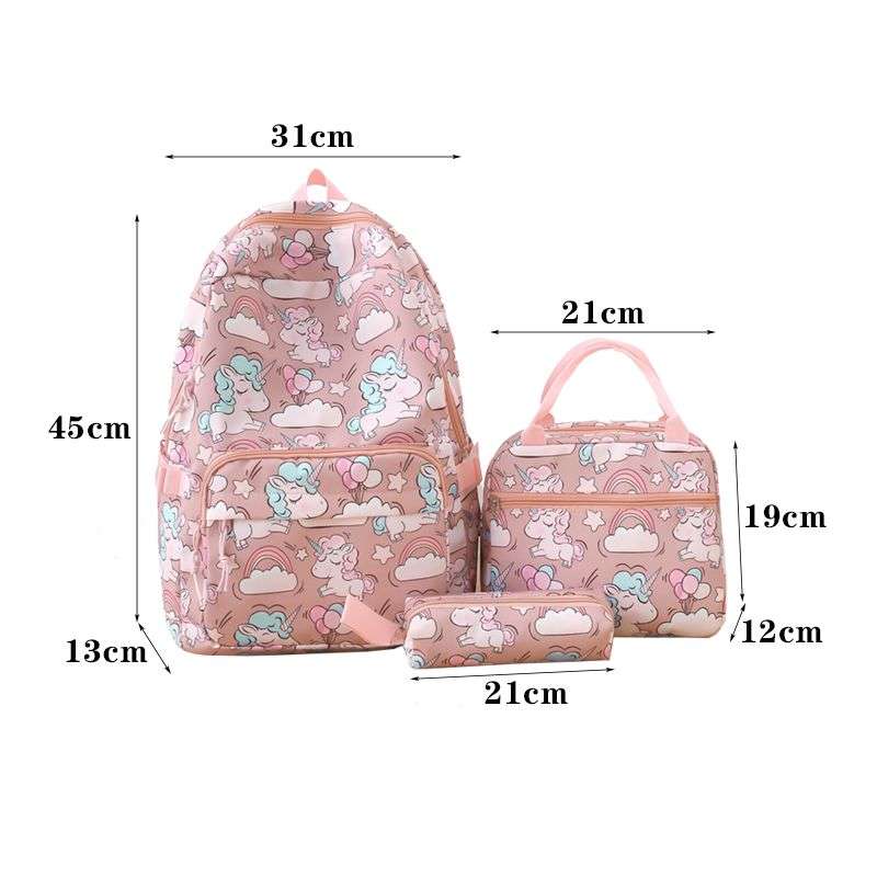 Unicorn Girls School Backpacks With Lunch Bag and Pencil Case - Blue