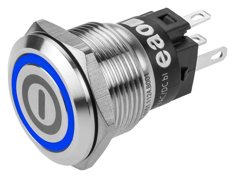 EAO (82-5151.1123.B001) Vandal Resistant Switch, Engraved, On / Off, 19 mm