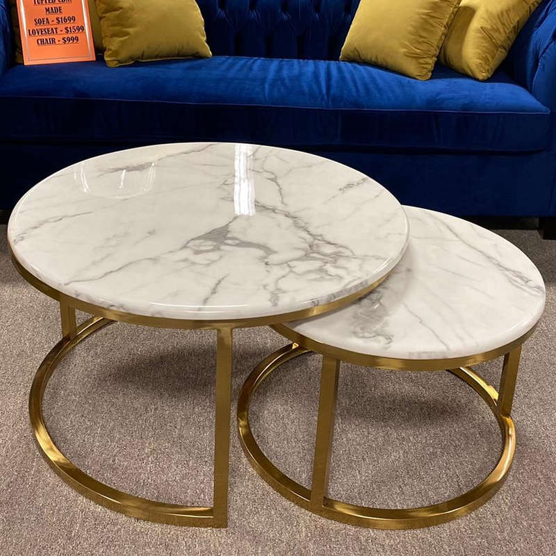 Marble Top Nesting Coffee Tables - 2 Pack