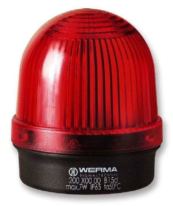 Werma (20010000) Beacon, Permanent; Red, Steady, 7W, 230VAC/VDC