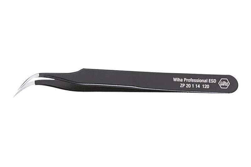 Wiha (32335) Tweezer, ESD, Precision, Curved, Pointed, Stainless Steel