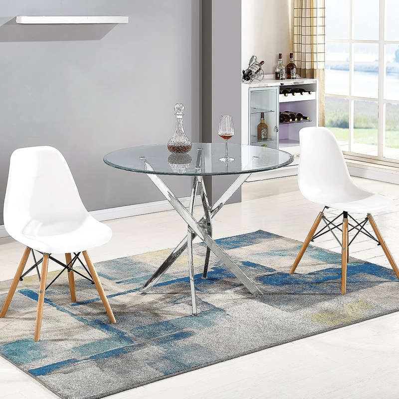 Dining Tables Glass With Silver Chrome Legs