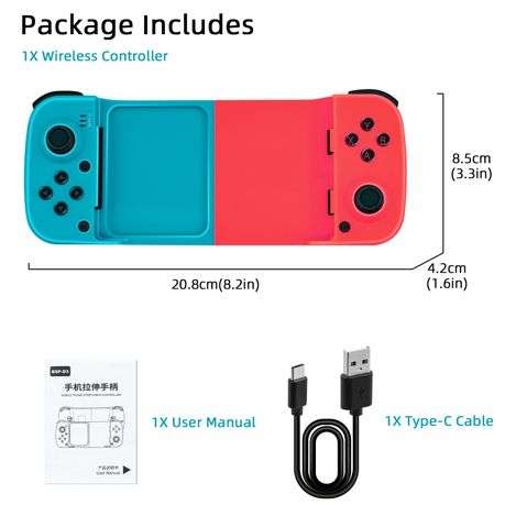 Wireless Mobile Gaming Controller For IOS/Android/PC - BSP-D3 - Red & Blue