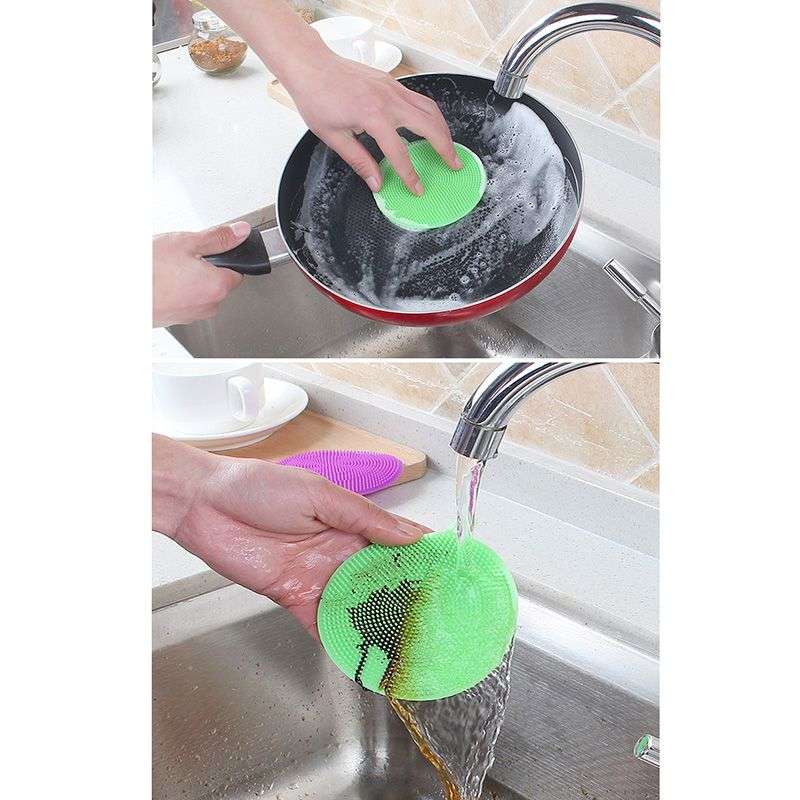 4 Piecd PVC Sponges Multipurpose Kitchen Scrub Brush For Dish Pot