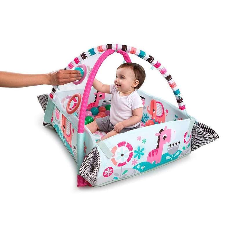 5-in-1 Baby Activity Gym and Ball Pit / Playmat with Musical Hippo