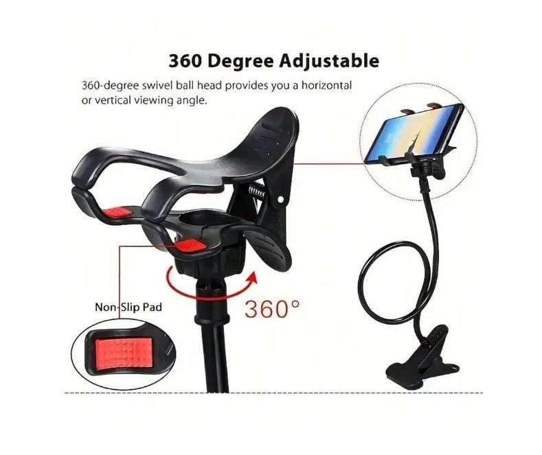 Universal Lazy Bracket Phone Stand  65cm Flexible Gooseneck Arm with 360° Rotation | Clip-On ...