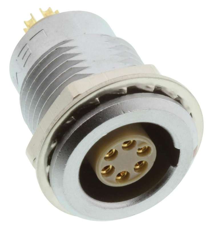 Lemo (EGG.1B.306.CLL) Circular Connector, Panel Mount Receptacle 6 Contacts