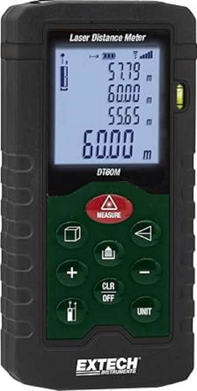 Extech (DT60M) Laser Distance Meter, 0.05m to 60m, LCD, 2 x AAA
