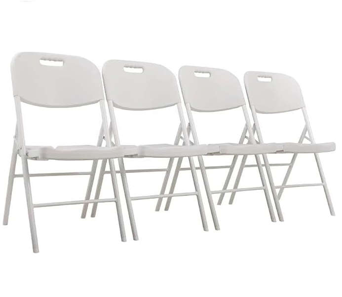 Foldable Plastic Chairs - 4 Pack- White Colour