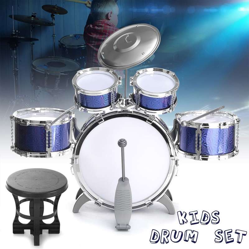 Children Kids Toy Jazz Drum Play Set - Blue