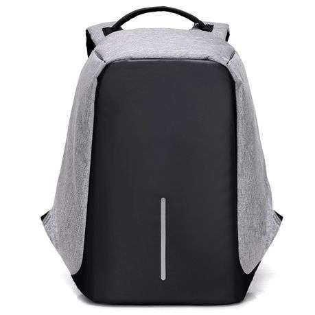 Anti-theft Travel Backpack Laptop School Bag with USB Charging Port - Grey