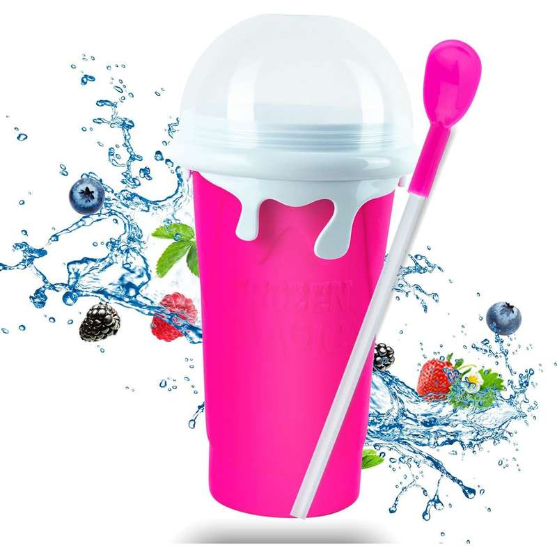Slushy Frozen Magic Cup, DIY Portable Magic Slushy Squeeze Cup 500ML - Red, White