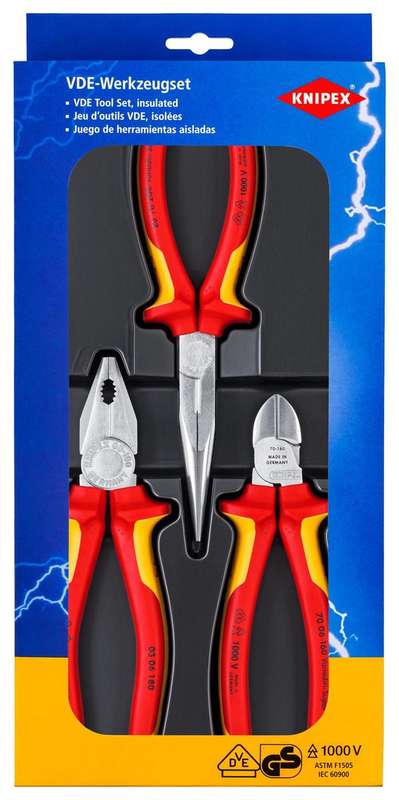 Knipex (00 20 12) 3 Piece VDE Pliers Set in a Safety Pack